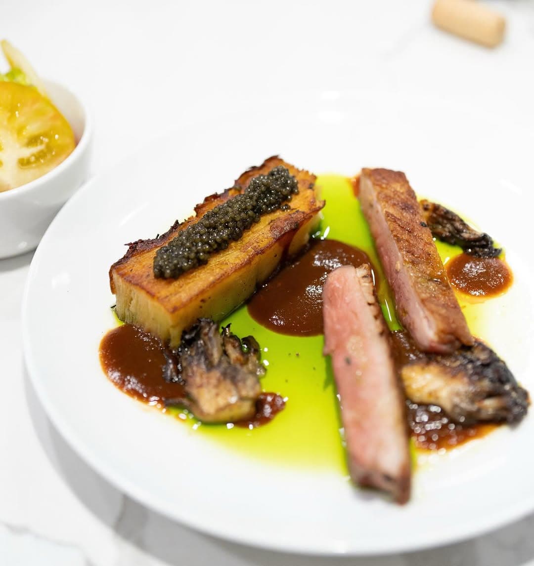Duck and potato pave with Oscietra caviar